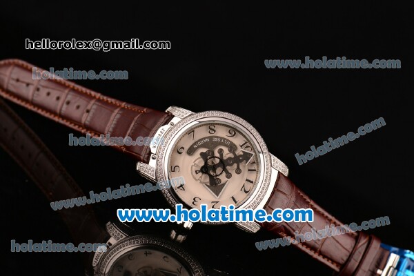 Ulysse Nardin Freak Automatic Steel/Diamond Case with White Dial and Brown Leather Strap (EF) - Click Image to Close